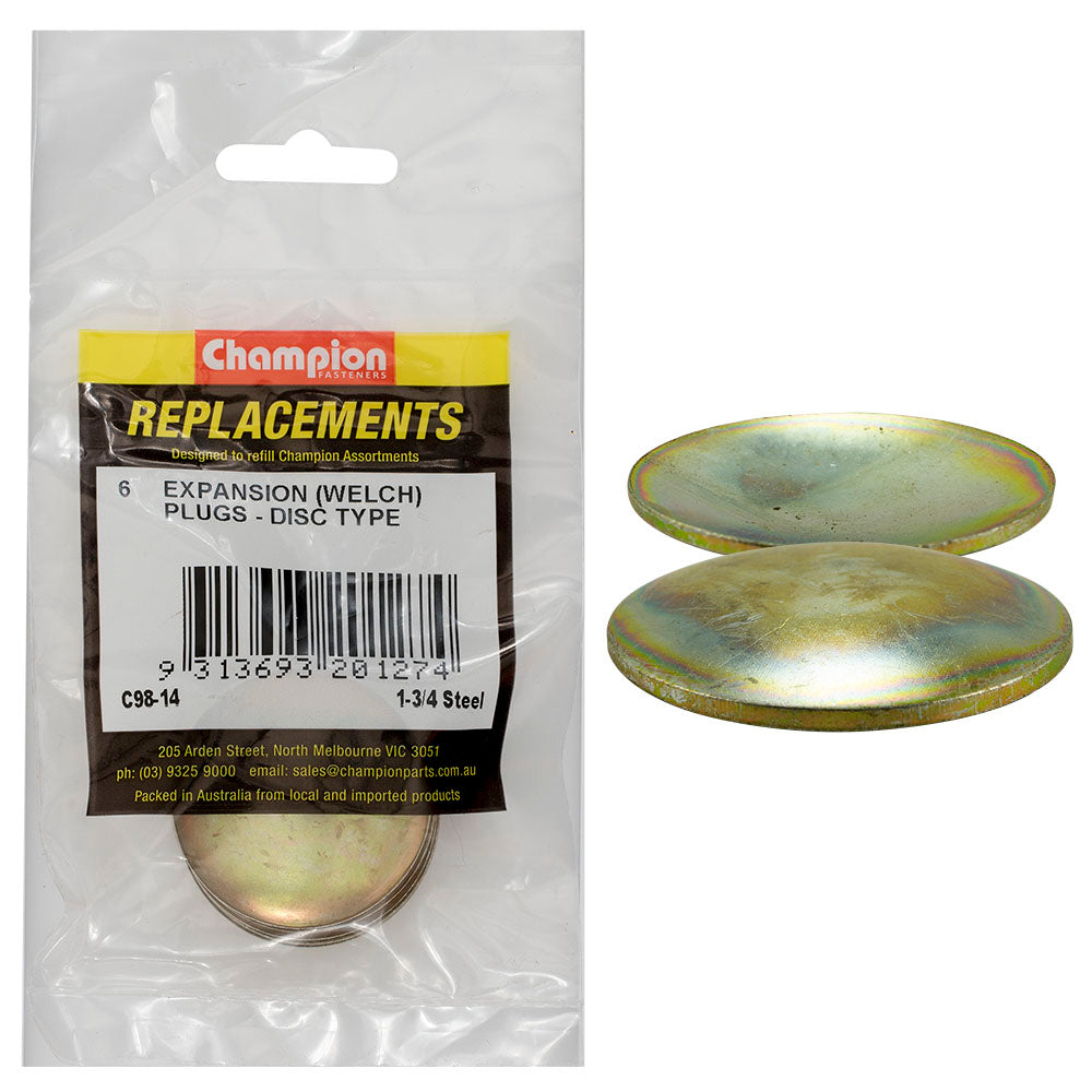 Champion 1-3/4in Expansion (Frost) Plug-Lens/Disc Type - 6pk | ISL
