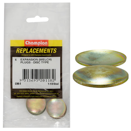 Champion 1-1/8in Expansion (Frost) Plug-Lens/Disc Type - 6pk | ISL
