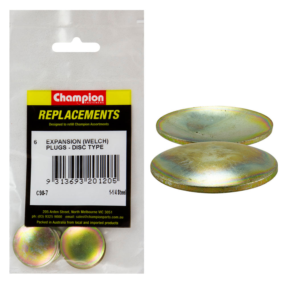 Champion 1-1/4in Expansion (Frost) Plug-Lens/Disc Type - 6pk | ISL