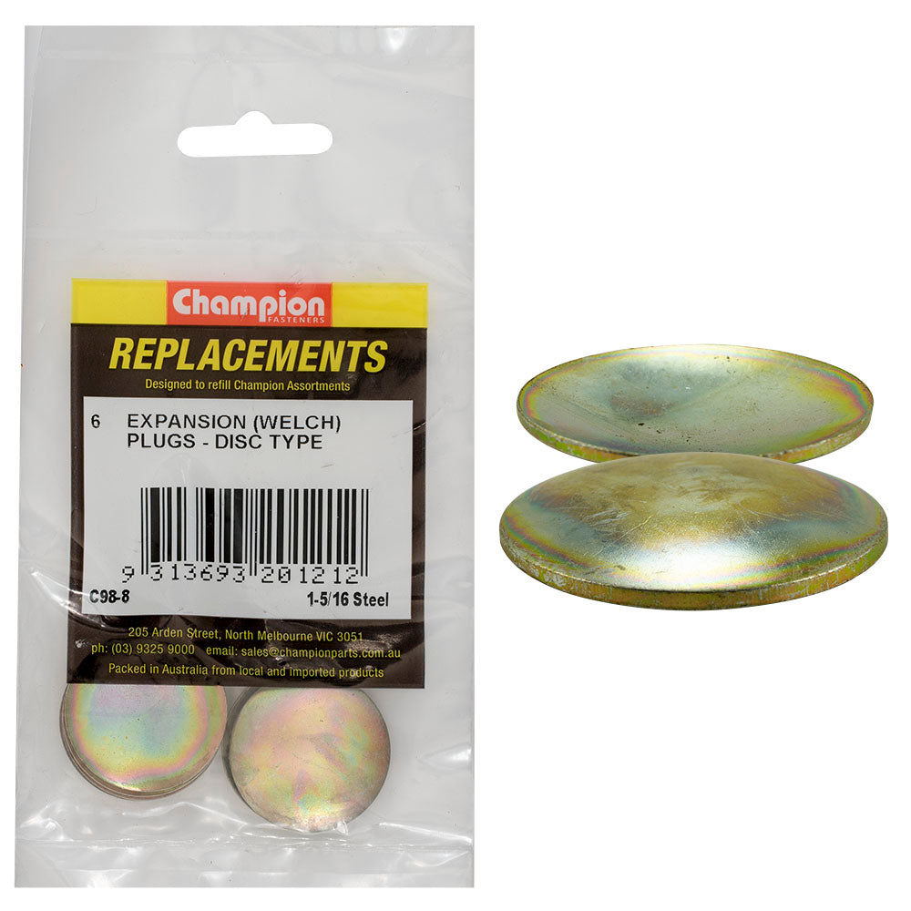 Champion 1-5/16in Expansion (Frost) Plug-Lens/Disc Type -6pk | ISL