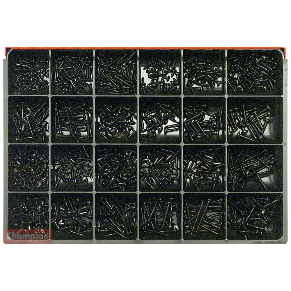 Champion Master Kit 830pc Self Tap Screw Asst(Black Zinc) | ISL