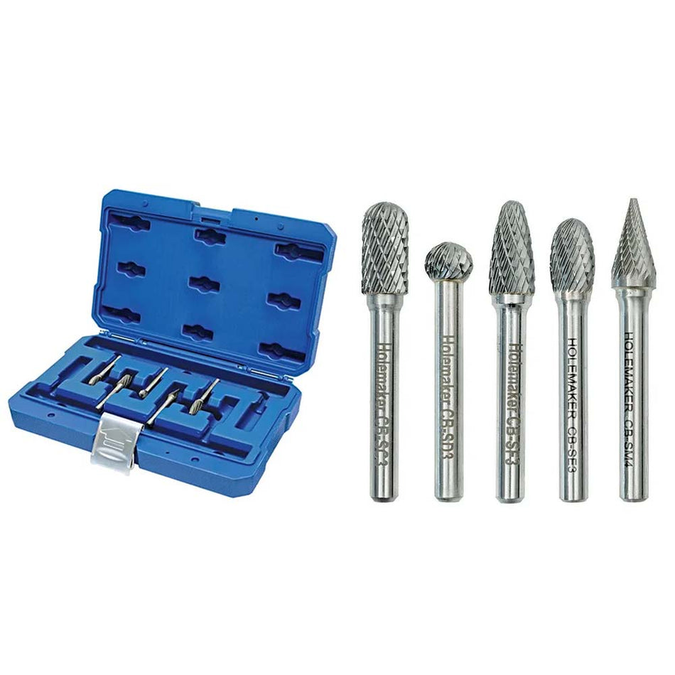 Holemaker 5pc Carbide Burr Set-3/8in Headx1/4in DC