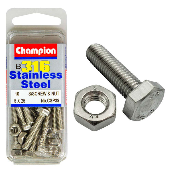 Champion 316/A4 Set Screw & Nut M5 x 25 (B)