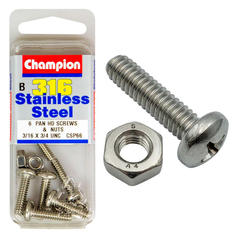 Champion 3/16in x 3/4in UNC Pan HD Set Screw 316/A4 (C) | ISL