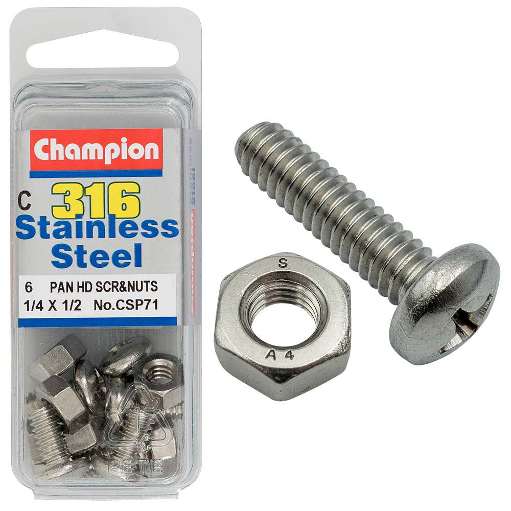 Champion 1/4in x 1/2in UNC Pan HD Set Screw 316/A4 (C) | ISL