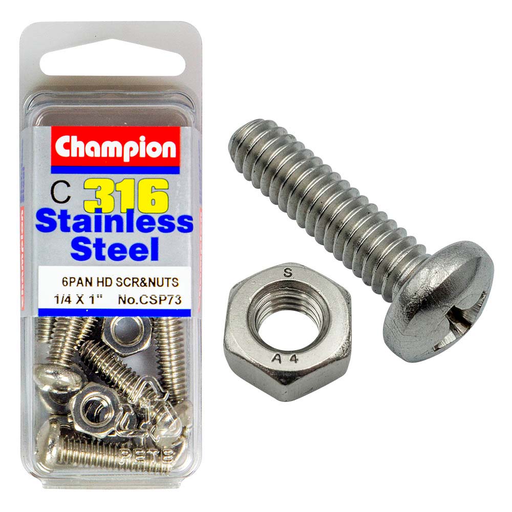Champion 1/4in x 1in UNC Pan HD Set Screw 316/A4 (C) | ISL