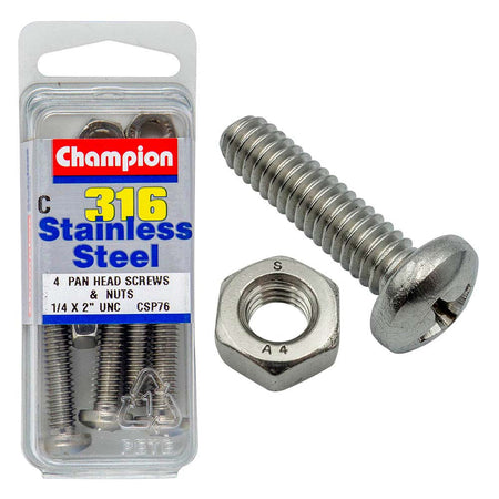 Champion 1/4in x 2in UNC Pan HD Set Screw 316/A4 (C) | ISL