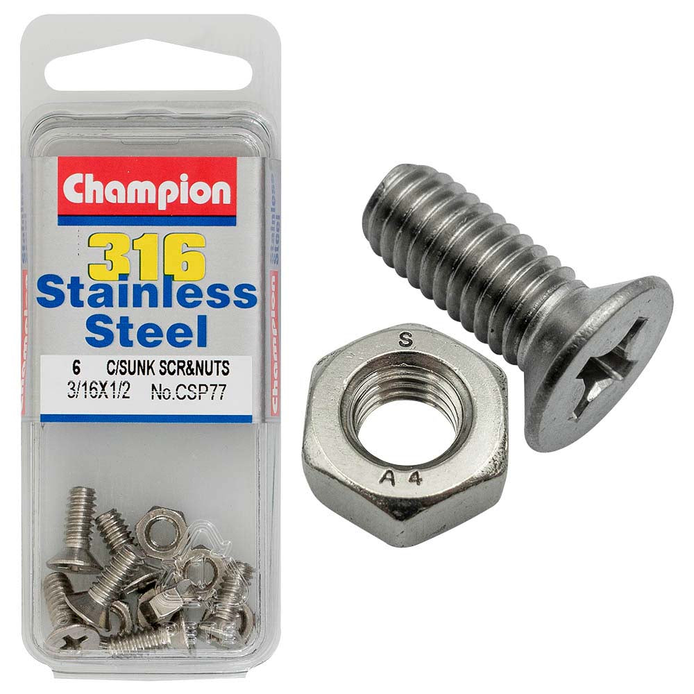 Champion 3/16in x 1/2in UNC CSK Set Screw 316/A4 (C) | ISL