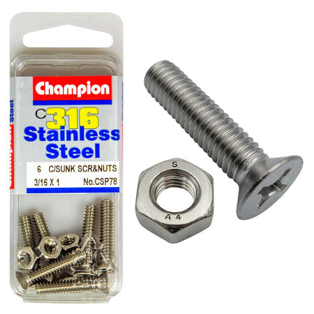 Champion 3/16in x 1in UNC CSK Set Screw 316/A4 (C) | ISL
