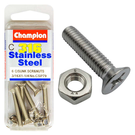 Champion 3/16in x 1-1/4in UNC CSK Set Screw 316/A4 (C) | ISL