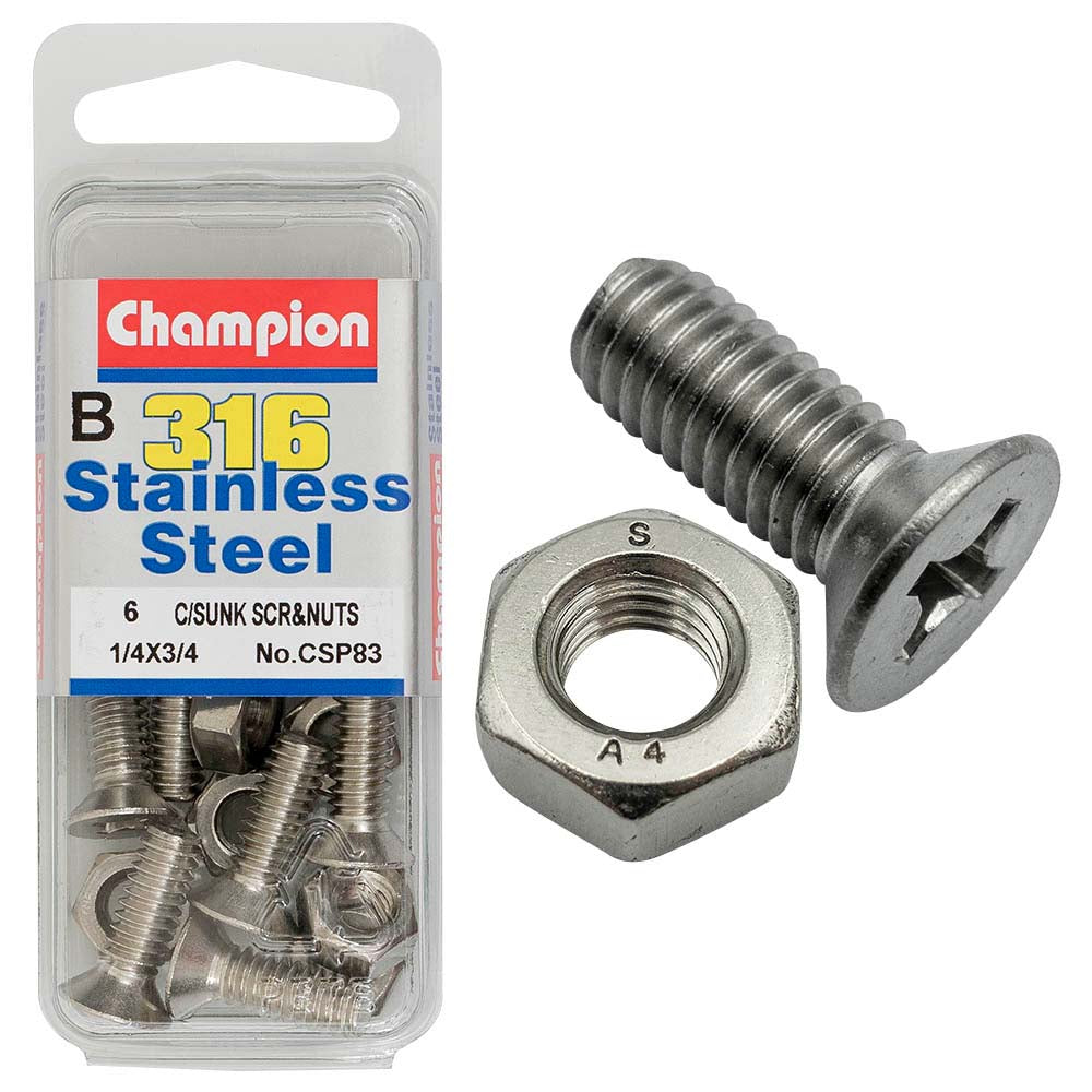 Champion 1/4in x 3/4in UNC CSK Set Screw 316/A4 (C) | ISL