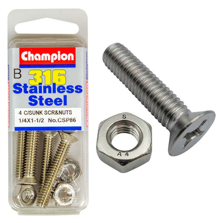 Champion 1/4in x 1-1/2in UNC CSK Set Screw 316/A4 (C) | ISL