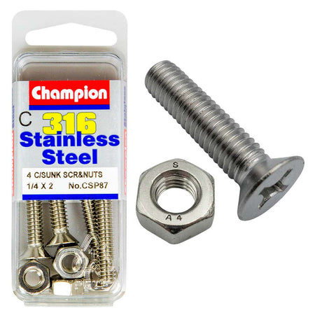 Champion 1/4in x 2in UNC CSK Set Screw 316/A4 (C) | ISL