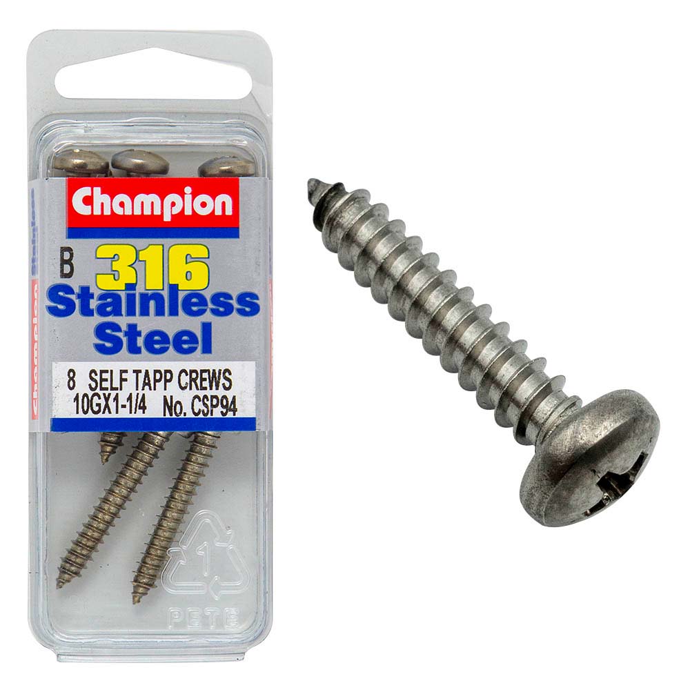 Champion 10G x 1-1/4in S/Tapp Set Screw - Pan HD 316/A4 (C) | ISL