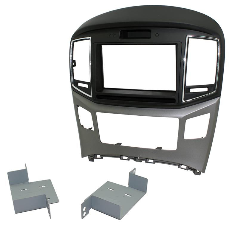 Fitting Kit Hyundai H1 , Starex 2015 - 2022 Double Din (Silver / Black)