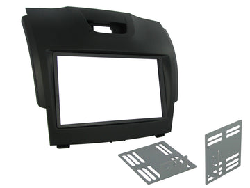 Isuzu D-Max MU-X Holden Colorado double DIN fascia kit black with side brackets