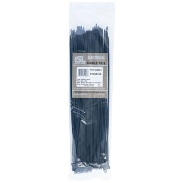 ISL 290 x 3.6mm UV nylon cable tie black 100 pack
