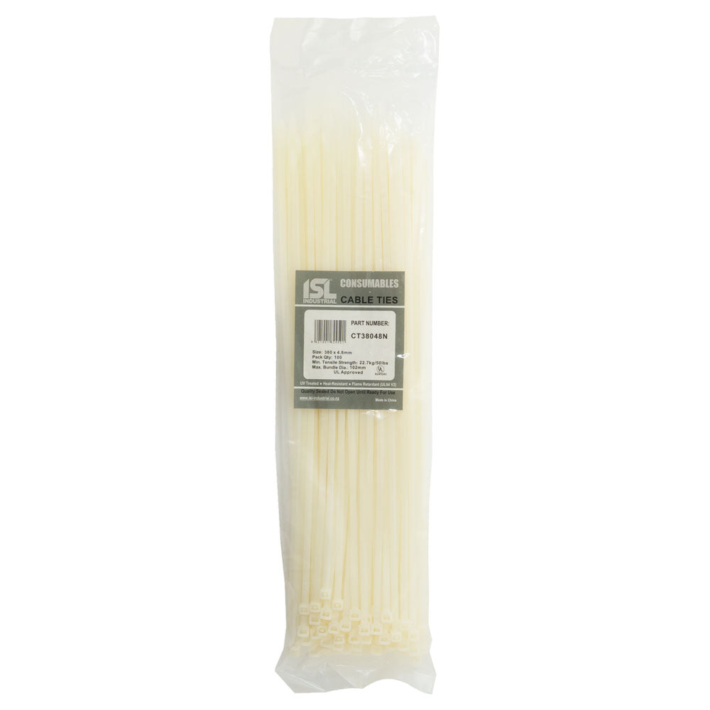 ISL 380 x 4.8mm Nylon Cable Tie - Nat. - 100pk