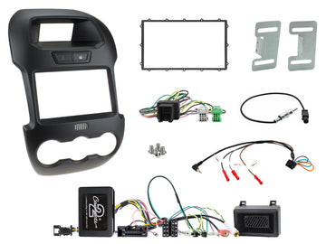 Ford Ranger PX1 double-din black fascia fitting kit with steering wheel control interface