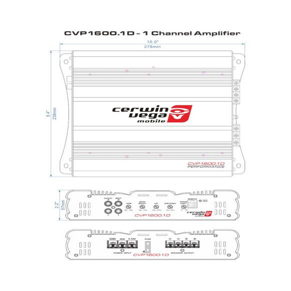 Cerwin Vega Amplifier Cvp Series Mono 120w Rms @ 4ohm / 200w Rms @ 2ohm | Formula