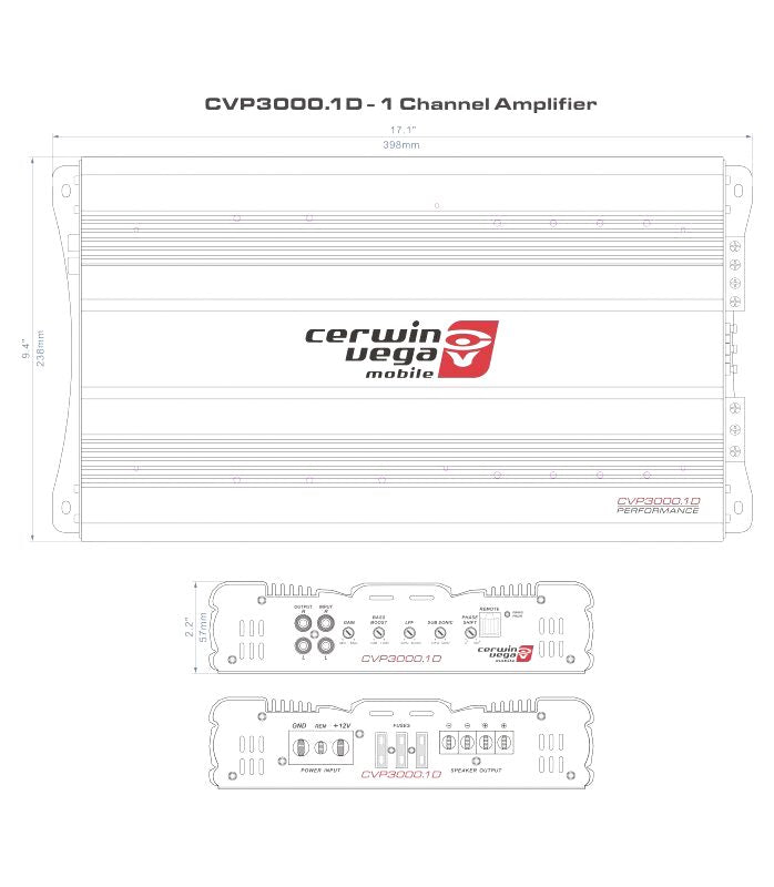 Cerwin Vega Amplifier Cvp Series Mono 370w Rms @ 4ohm / 600w Rms @ 2ohm | Formula
