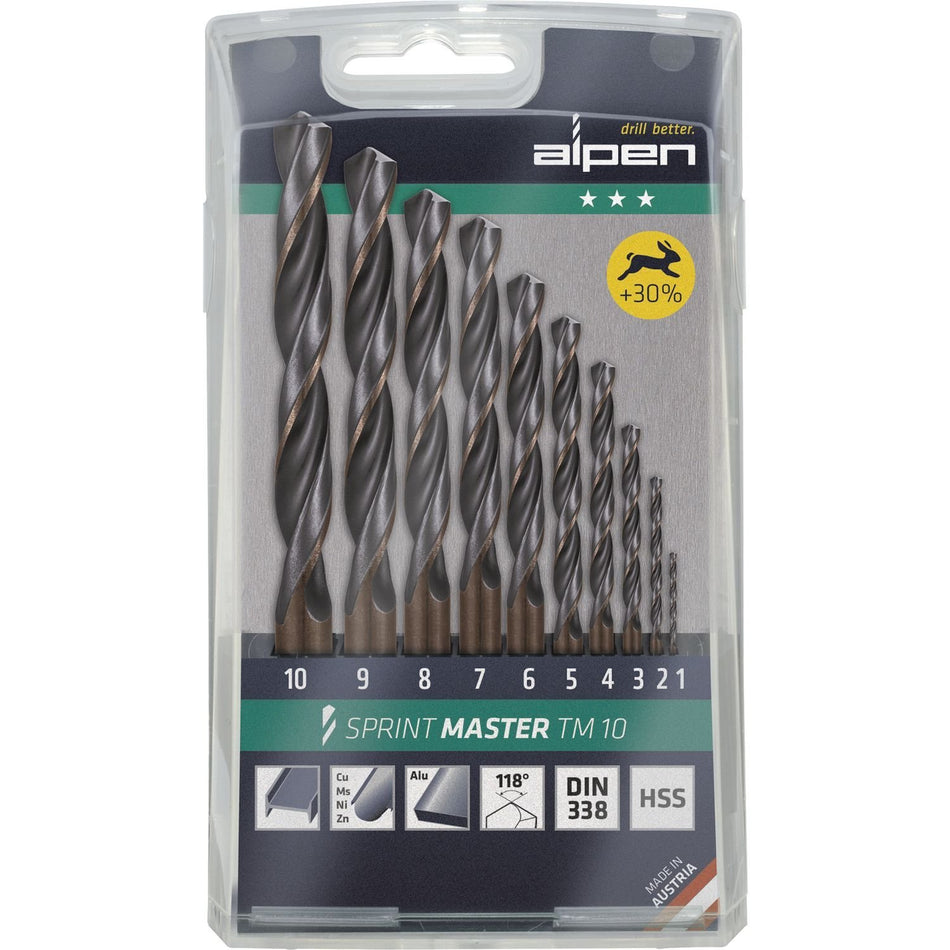 Alpen Set Sprint Master TM10 10-pcs., ? 1.0-10.0x1.0mm in Plastic Cassette