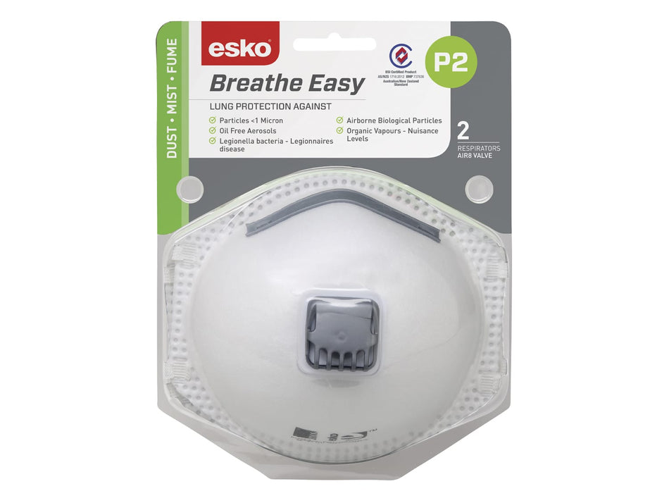 Esko Breathe Easy P2 Valved Mask 2 Pack