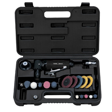 AmPro mini air angle die grinder with sanding pad adaptor and accessories