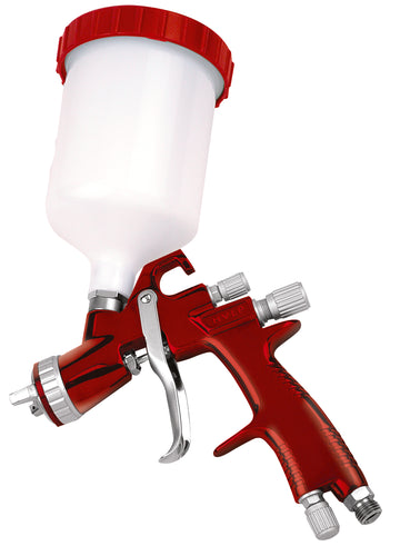 AmPro HVLP gravity feed spray gun with chrome and anodized air cap