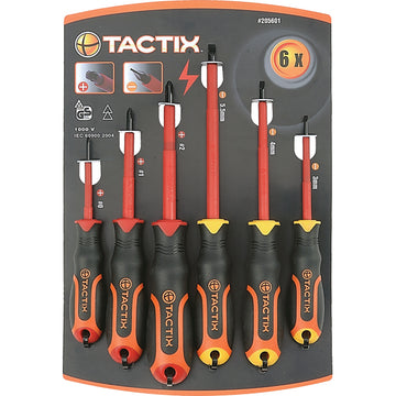 Tactix 6-piece insulated screwdriver set with Phillips and flat-head drivers