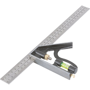 Tactix 300mm stainless steel combination ruler with die cast metal handle