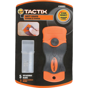 Tactix scraper with 5 piece blade set and safety guard