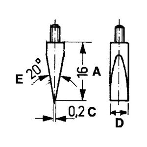 Limit Dial Gauge Tip-Flat 16 X 5.0 X 0.2mm 20Deg