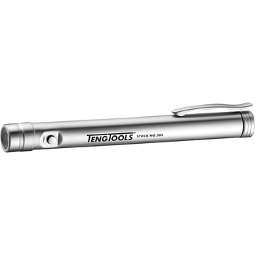 Teng LED torch with satin chrome plated brass body and 45 degree light distribution