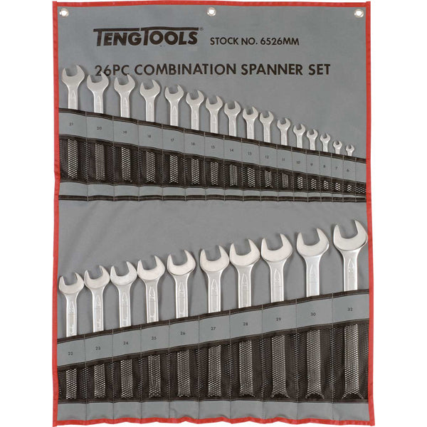 Teng 26pc Combination Metric Spanner Set w/Wallet 6-32mm