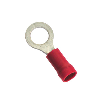 Champion red ring crimp terminals 6mm stud, pack of 10