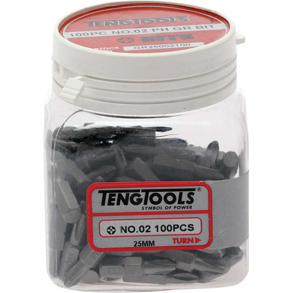 Teng 100Pc 1/4in Hex PH#2 Grabber Bit | ISL