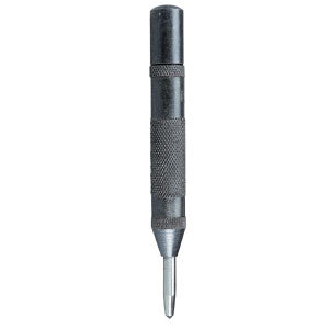 Groz automatic centre punch with knurled adjustment cap and hardened steel tip
