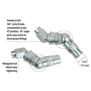 Groz 17.0mm hydraulic coupler with 360-degree swivel and 3-jaw ball check