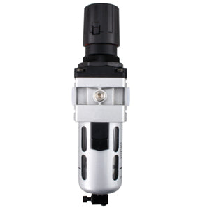 Groz 3/8 inch BSP filter-regulator combination unit with polycarbonate bowl and steel guard