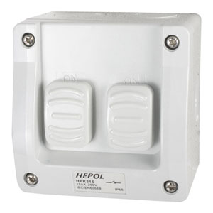 15A Weatherproof 2 Gang Surface Switch IP66**