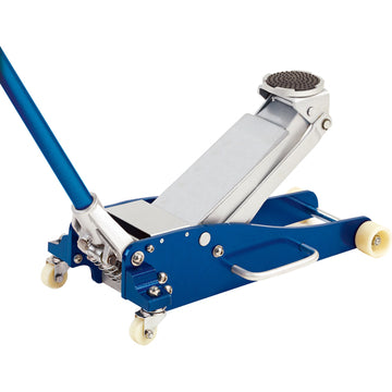 ProEquip 2.5T semi-alloy garage jack with twin piston pump and nylon wheels