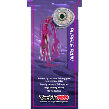 TacklePro Kabura Lure 200g Purple Rain with curly tail and two-colour rubber skirt