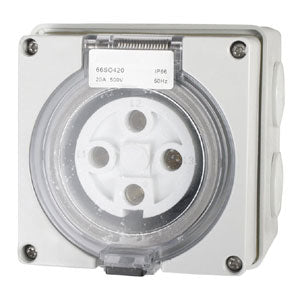 20A 4 Round Pin 440V Socket Outlet Ip66