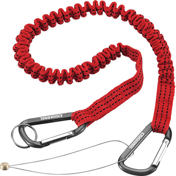 Teng safety lanyard wire with spring hook carabiners and elastic webbing