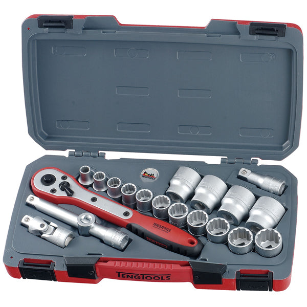 Teng 20pc 1/2in Dr. AF Reg. Socket Set 12Pnt