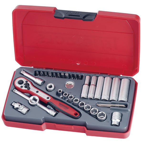Teng 35pc 1/4in Dr. Imperial Reg/Deep Socket Set | ISL