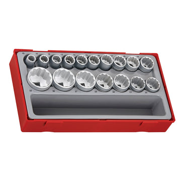 Teng 17-piece 1/2 inch drive socket set in plastic TC-Tray with removable lid