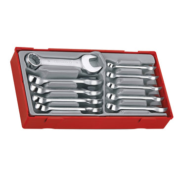 Teng 10-piece stubby combination spanner set 10–19mm in plastic TC-Tray with removable lid