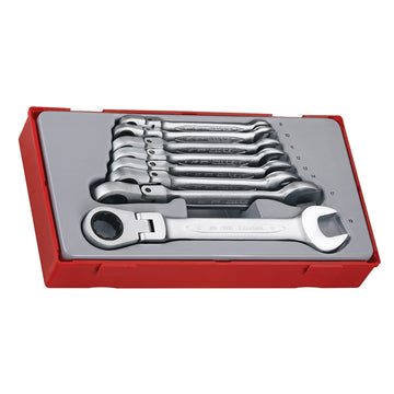 Teng 8-piece flex-head combination spanner set 8–19mm in plastic tray